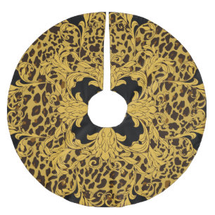 Leopardenbarocke, Verzierte Tierausdruck Polyester Weihnachtsbaumdecke