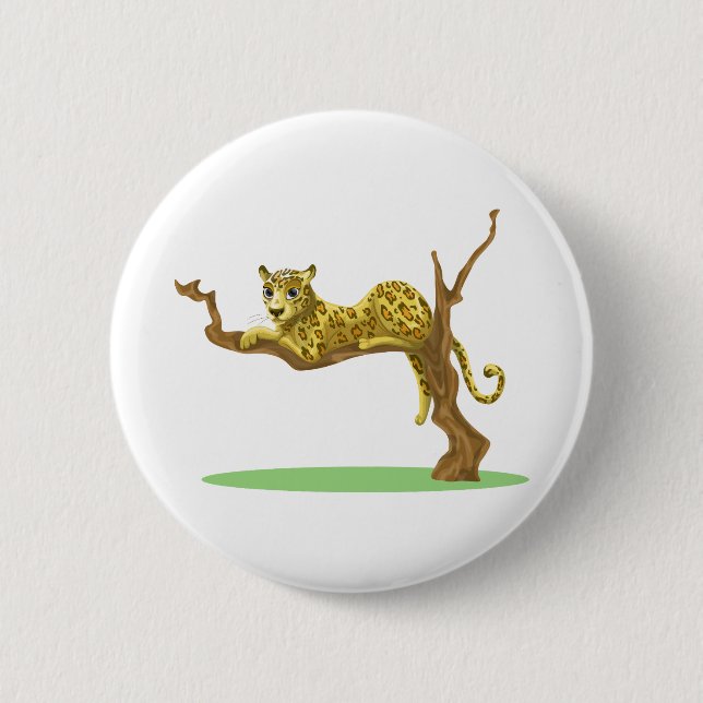 Leopardenbaum - Dschungelwaldlandschaft Button (Vorderseite)