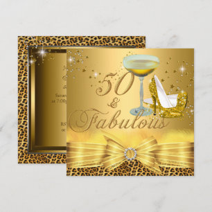 Leopardendruck & Absätze 50 Fabelhaftes Gold Einladung