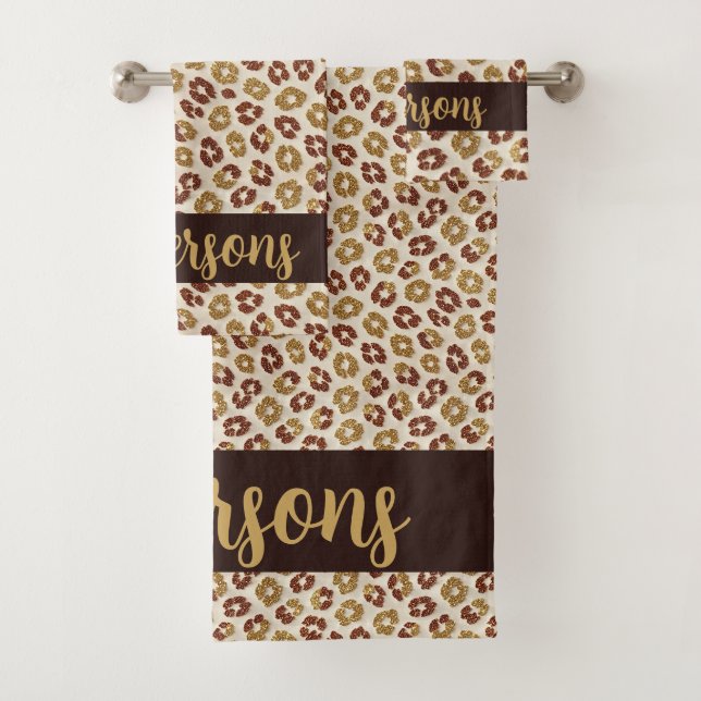 Leopardendruck Faux Glitter | Luxus  Badhandtuch Set (Insitu)