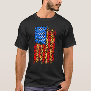 Leopardendruck Gepard Amerikanische Flagge 4. Juli T-Shirt