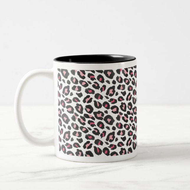 Leopardendruck, Gepard, Rosa, Girl Zweifarbige Tasse (Links)