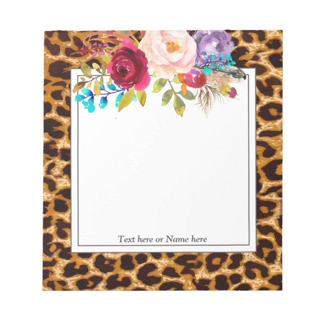 Leopardendruck, Geparden, modern, trendig, floral Notizblock (Vorderseite)