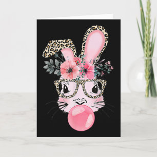 Leopardendruck Hase Kaninchen bläst Bubble Gum Ost Karte