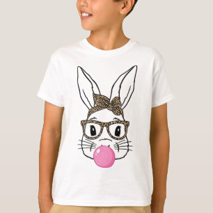 Leopardendruck-Hase Kaninchen bläst Bubble Gum Ost T-Shirt