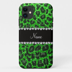 Leopardendruck in individuelle Name-Kalkgrün Glitz Case-Mate iPhone Hülle
