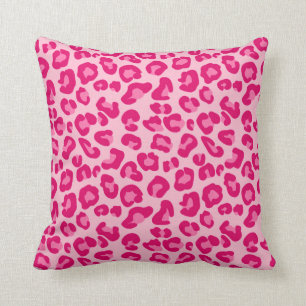 Leopardendruck in Pastellrosa, Hot Pink und Fuchsi Kissen