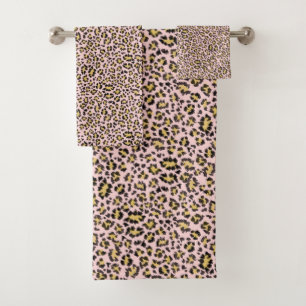 Leopardendruck in Rosa Badhandtuch Set