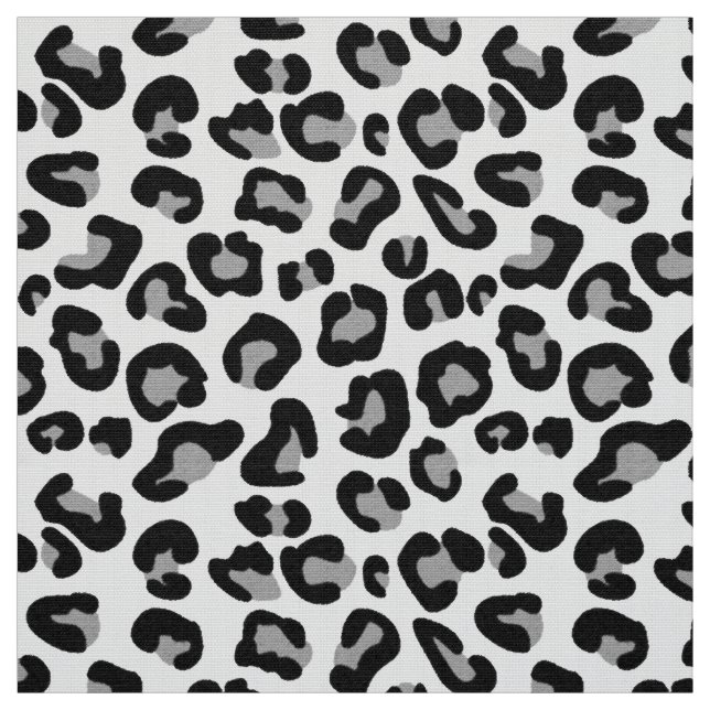Leopardendruck in Schwarz und Weiß mit Grau / Grau Stoff (Muster)