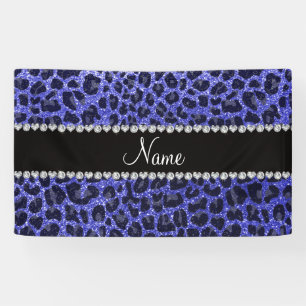 Leopardendruck Individuelle Name Neon Blue Glitzer Banner