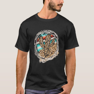 Leopardendruck-Kaktus-Serape-Druck-Cowgirl-Rodeo T-Shirt