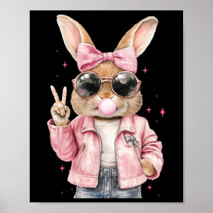 Leopardendruck Kaninchen Hase Bläst Bubble Gum Ost Poster