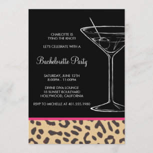 Leopardendruck Martini Bachelorette Einladung