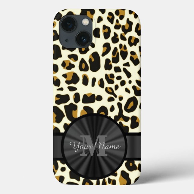 Leopardendruck mit Monogramm Case-Mate iPhone Hülle (Rückseite)