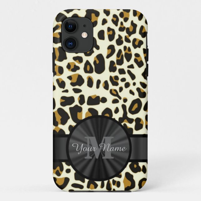 Leopardendruck mit Monogramm Case-Mate iPhone Hülle (Rückseite)