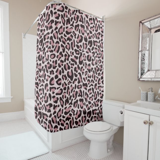 Leopardendruck Retro Lila Badezimmer Dusche Vorhan Duschvorhang (Beispiel)
