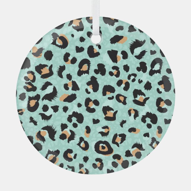 Leopardendruck, Tiermuster Ornament Aus Glas (Vorderseite)