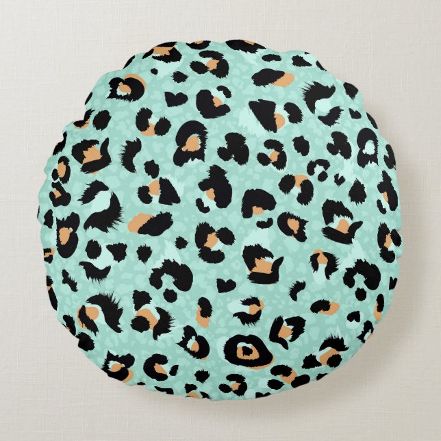 Leopardendruck, Tiermuster Rundes Kissen (Vorderseite)
