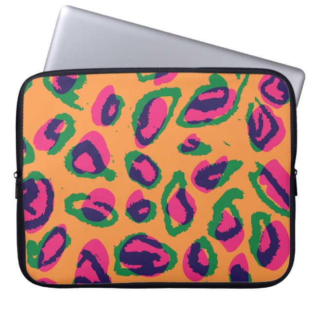 Leopardendrucke, farbiges Tiermuster. Laptopschutzhülle (Vorderseite)