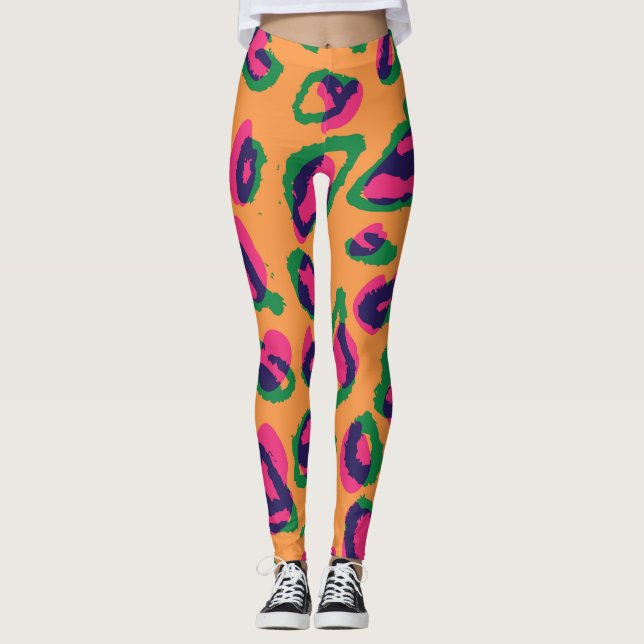 Leopardendrucke, farbiges Tiermuster. Leggings (Vorderseite)