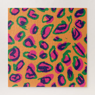 Leopardendrucke, farbiges Tiermuster. Puzzle