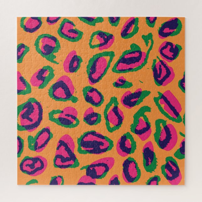 Leopardendrucke, farbiges Tiermuster. Puzzle (Vertikal)