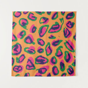 Leopardendrucke, farbiges Tiermuster. Wandteppich