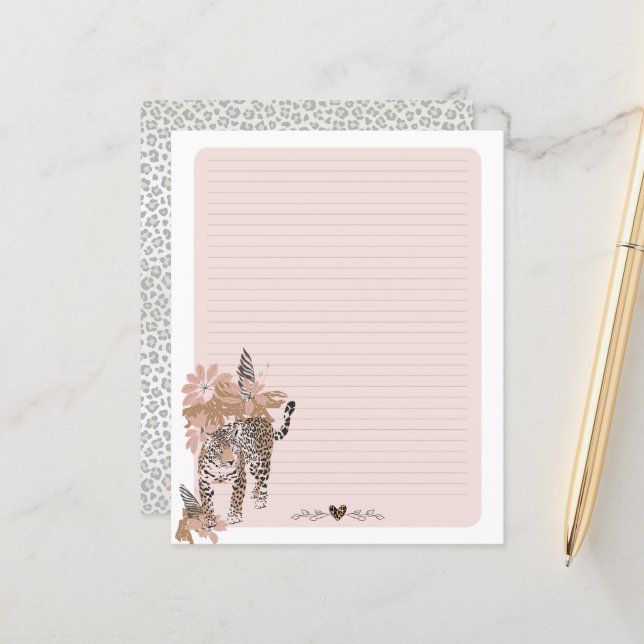 Leopardendrucke, Jungle Writing Paper, Animal Prin (Vorderseite/Rückseite Beispiel)