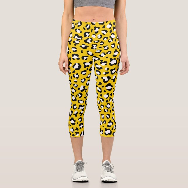 Leopardendrucke, Leoparden, Gelbleopard Capri Leggings (Vorderseite)