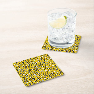 Leopardendrucke, Leoparden, Gelbleopard Rechteckiger Pappuntersetzer