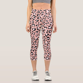 Leopardendrucke, Leoparden, rosa Leoparden Capri Leggings