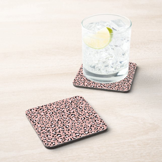 Leopardendrucke, Leoparden, rosa Leoparden Getränkeuntersetzer (Rechte Seite)