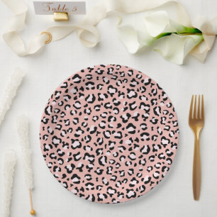 Leopardendrucke, Leoparden, rosa Leoparden Pappteller