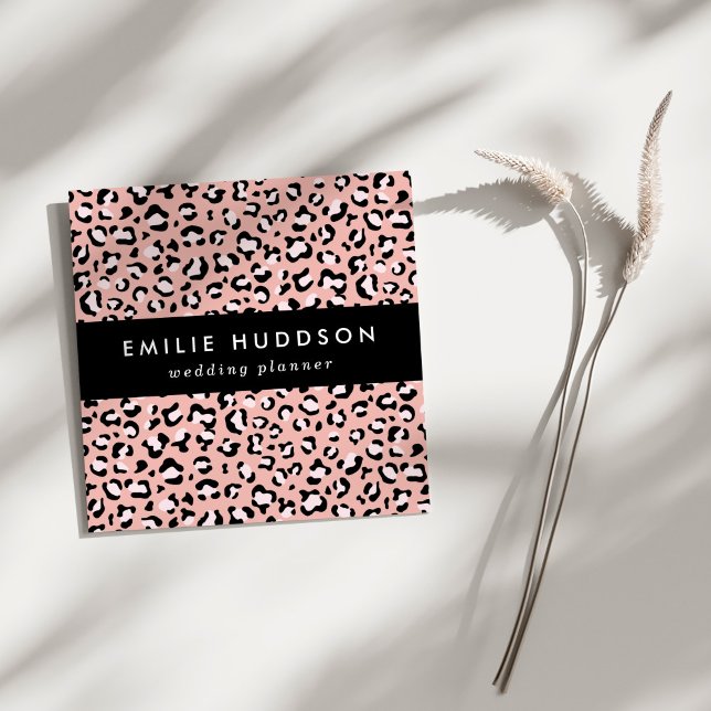 Leopardendrucke, Leoparden, rosa Leoparden Quadratische Visitenkarte (Von Creator hochgeladen)
