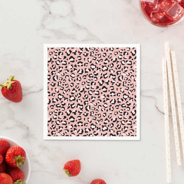 Leopardendrucke, Leoparden, rosa Leoparden Serviette (Beispiel)