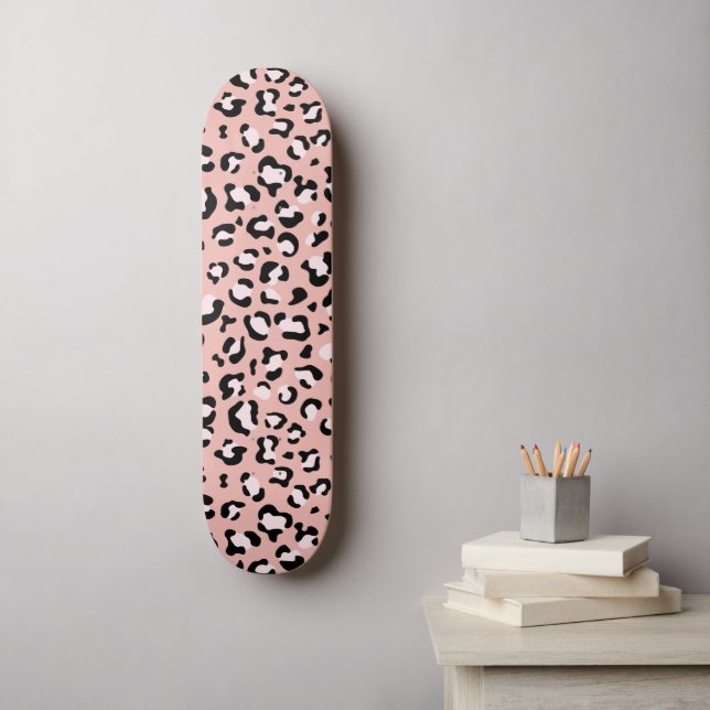 Leopardendrucke, Leoparden, rosa Leoparden Skateboard (Wandkunst)