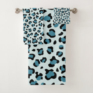 Leopardendrucke, Leoparden-Spots, Blauer Leopard Badhandtuch Set