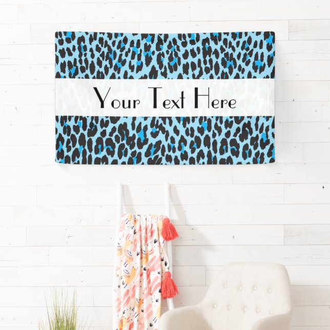 Leopardendrucke, Leoparden-Spots, Blauer Leopard Banner (Insitu)