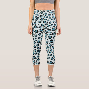 Leopardendrucke, Leoparden-Spots, Blauer Leopard Capri Leggings