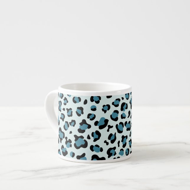 Leopardendrucke, Leoparden-Spots, Blauer Leopard Espressotasse (Vorderseite Links)