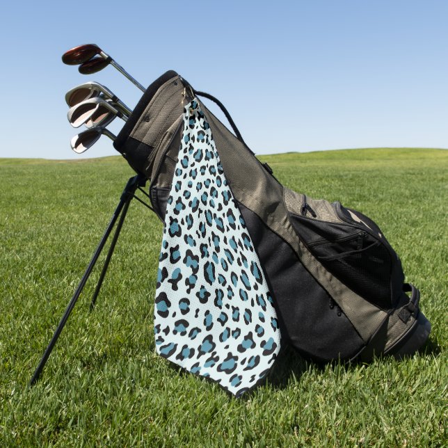 Leopardendrucke, Leoparden-Spots, Blauer Leopard Golfhandtuch (Gras)