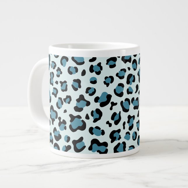 Leopardendrucke, Leoparden-Spots, Blauer Leopard Jumbo-Tasse (Vorderseite Links)