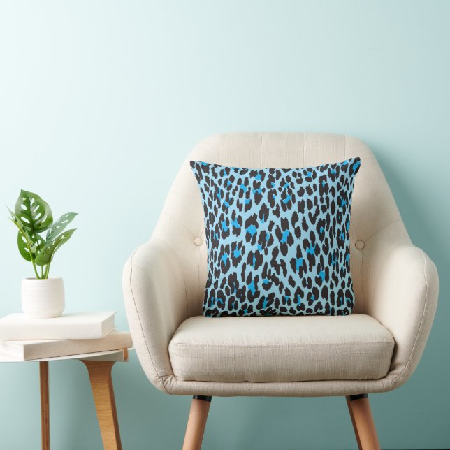 Leopardendrucke, Leoparden-Spots, Blauer Leopard Kissen (Stuhl )