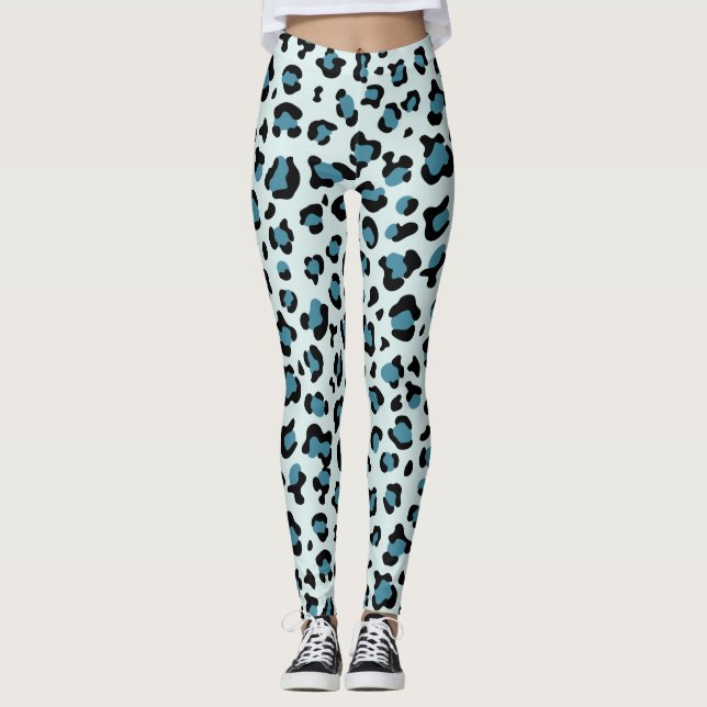 Leopardendrucke, Leoparden-Spots, Blauer Leopard Leggings (Vorderseite)