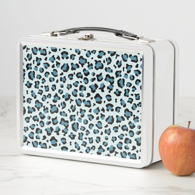 Leopardendrucke, Leoparden-Spots, Blauer Leopard Metall Brotdose (Beispiel)