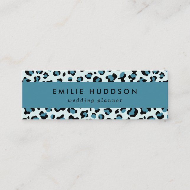 Leopardendrucke, Leoparden-Spots, Blauer Leopard Mini Visitenkarte (Vorderseite)