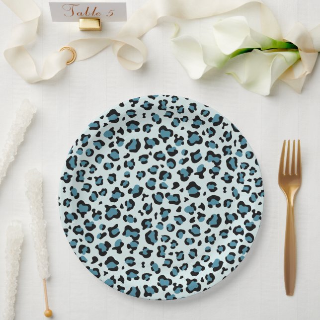 Leopardendrucke, Leoparden-Spots, Blauer Leopard Pappteller (Hochzeit)