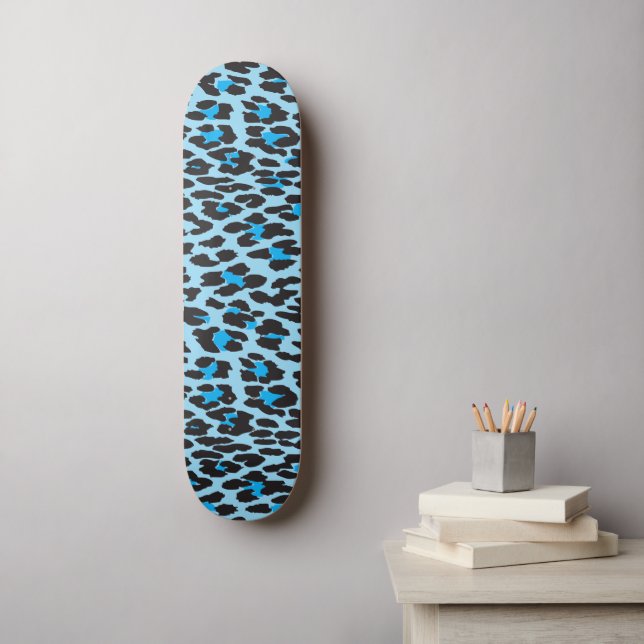 Leopardendrucke, Leoparden-Spots, Blauer Leopard Skateboard (Wandkunst)