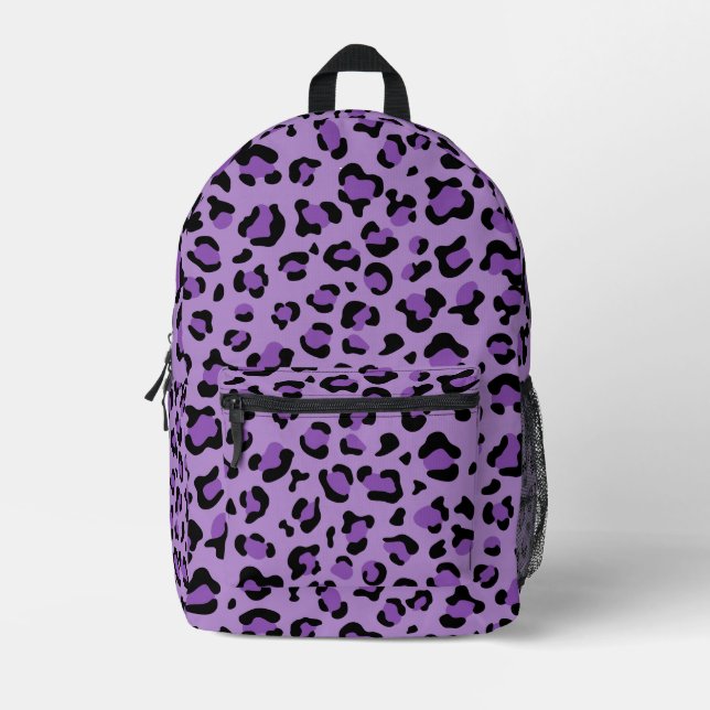 Leopardendrucke, Leoparden-Spots, Lila Leopard Bedruckter Rucksack (Vorderseite)