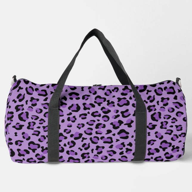 Leopardendrucke, Leoparden-Spots, Lila Leopard Duffle Bag (Vorderseite)